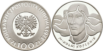Польша 100 злотых 1973 MW, Николай Коперник, в оригинальной пластиковой упаковке KM 68, Parchimowicz 269 серебро PROOF 05-141-12