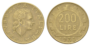 Италия 200 лир 1980 R, шестерня KM 105 алюминиевая бронза 4704-852