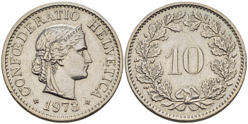 Швейцария 10 раппенов 1978 KM 27 медно-никель 66-421