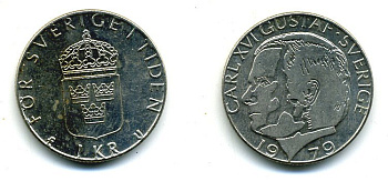 Швеция 1 крона 1979 Карл XVI Густав (1973- ) KM 852 медь плакированная медно-никелем 37-814