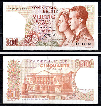Бельгия 50 франков 1966 Pick 139 (3) бумага 6312-41-1-1