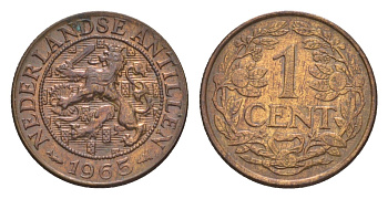 Нидерландские Антильские острова (Нидерландские Антилы) 1 цент 1965 Юлиана (1948-1980) KM 1 бронза 4649-861