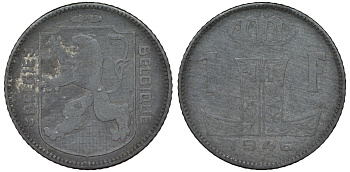 Бельгия 1 франк 1946 Леопольд III, Belgie-Belgique KM 128 цинк 4163-151