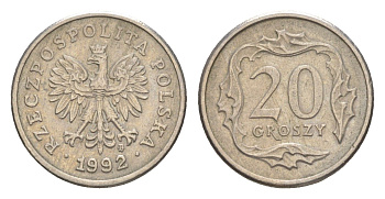 Польша 20 грошей 1992 Y 280 медно-никель 4381-913