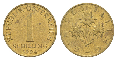 Австрия 1 шиллинг 1994 KM 2886 алюминиевая бронза UNC 4563-146