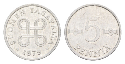 Финляндия 5 пенни 1979 KM 45a алюминий aUNC 4647-312