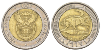 ЮАР 5 рандов 2007 KM 346 биметалл 4626-851