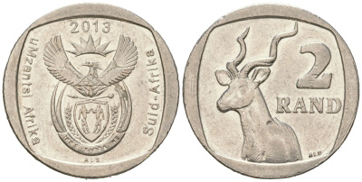 ЮАР 2 ранда 2013 KM 505 медь плакированная медно-никелем 4364-2427