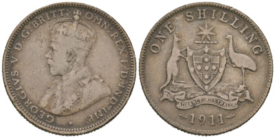 Австралия 1 шиллинг 1911 Георг V (1910-1936) KM 26 серебро 4364-3043