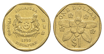 Сингапур 1 доллар 1995 KM 103 алюминиевая бронза 4638-1231