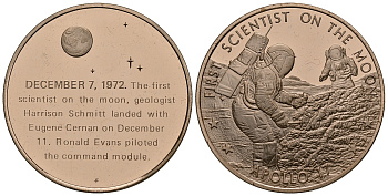 США МЕДАЛЬ ND ПЕРВЫЕ ЭКСПЕРИМЕНТЫ НА ЛУНЕ, АПОЛЛОН 17, 39 мм, 24,3 гр Латунь PROOF 05-122-13