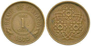 Гайана 1 цент 1975 KM 31 никель латунь 4124-342