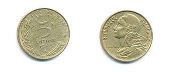 ФРАНЦИЯ 5 САНТИМОВ 1972 ТИП MARIANNE KM 933 медь алюминий никель 4379-559