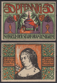 Ораниенбаум 50 пфеннигов 1921 Mehl Grabowski 1024.1-6/8 бумага UNC (пресс) 8613-47-1-2