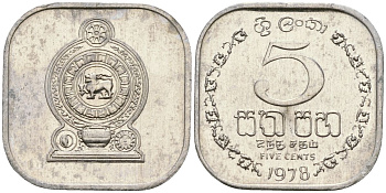 Шри-Ланка 5 центов 1978 KM 139a алюминий 4136-549