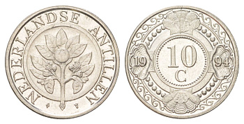 Нидерландские Антильские острова (Нидерландские Антилы) 10 центов 1994 KM 34 сталь плакированная никелем UNC 4625-528