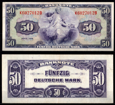 ФРГ 50 марок 1948 Pick 7 a бумага 451-1109-2