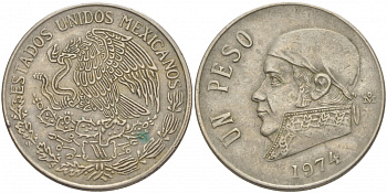 Мексика 1 песо 1974 Хосе Мария Морелос KM 460 медно-никель 3851-544