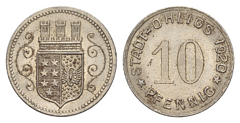 Олигс 10 пфеннигов 1920 Funck 404.4, Men18 24920.2 железо UNC 4636-924