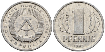 ГДР 1 пфенниг 1986 A KM 8.1 алюминий 4189-524