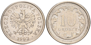 ПОЛЬША 10 ГРОШЕЙ 1993 MW KM 279 медно-никель 4528-241