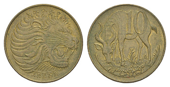 Эфиопия 10 сантимов 1977 EE 1969 KM 45 латунь 4544-1245