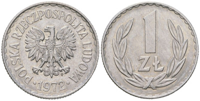 Польша 1 злотый 1972 Y 49.1 алюминий UNC 94-827