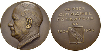 Бельгия медаль 1954 20 лет со дня основания Seco, основатель профессор С. Macnel, медальер Geo Verbanck, диаметр 70 мм, бронза 3-5-2-09