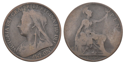 Великобритания 1 пенни 1900 Виктория (1837-1901) KM 790, Spink 3961 бронза 4661-433