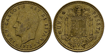 Испания 1 песета 1975 Хуан Карлос I (1975-2014) KM 806 алюминиевая бронза 4176-354