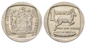ЮАР 1 ранд 1992 KM 138 медь плакированная никелем 4627-235