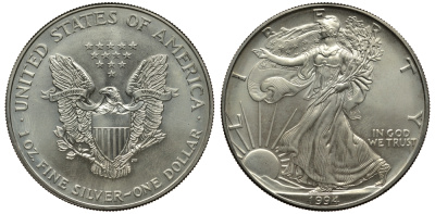 США 1 доллар 1994 шагающая свобода KM 273 серебро UNC 1084-6-34
