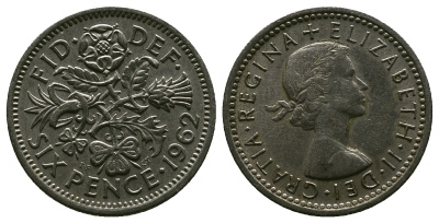 Великобритания 6 пенсов 1962 Елизавета II (1952-2022) KM 903, Spink 4149 медно-никель 4381-746