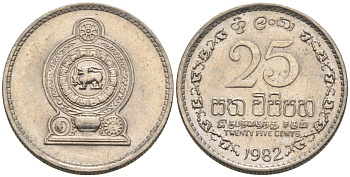 Шри-Ланка 25 центов 1982 KM 141.2 медно-никель 4567-314