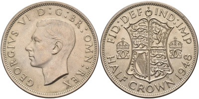 Великобритания 1/2 кроны 1948 Георг VI (1936-1952) KM 866, Spink 4101 медно-никель аUNC 4565-333