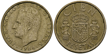 Испания 100 песет 1984 Хуан Карлос I (1975-2014) KM 826 алюминиевая бронза 4586-214