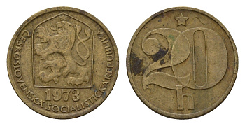 Чехословакия 20 геллеров 1973 KM 74 латунь 4609-266