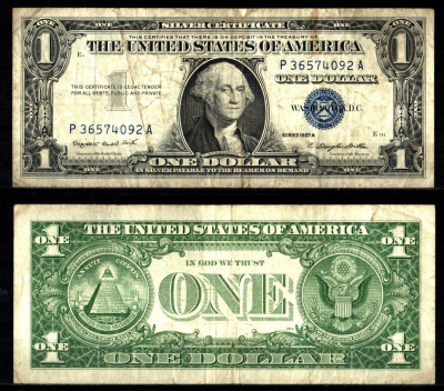 США 1 доллар 1957 Джордж Вашингтон Pick 419 a бумага 2119-11-3-1