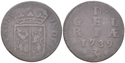 Голландская республика, Гелдерланд 1 дуит 1739 KM 83 медь 4621-723