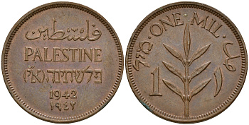 Израиль, Палестина 1 милс 1942 Британская администрация KM 1 бронза 4597-115