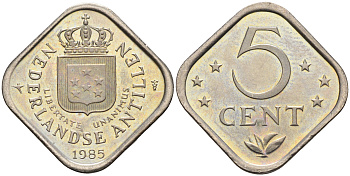 Нидерландские Антилы 5 центов 1985 Беатрикс (1980-2013) KM 13 медно-никель 4141-1253
