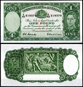 Австралия 1 фунт 1952 Георг VI, пастухи Pick 26 d бумага 451-412-2