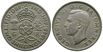 Великобритания 2 шиллинга (флорин) 1948 Георг VI (1936-1952) KM 865, Spink 4102 медно-никель 4381-1116