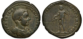 Римская Империя, Провинция Нижняя Мезия, Никополь-на-Истре АЕ 218 Элагабал, бюст цезаря / , 12,72 гр медь 1073-7-75