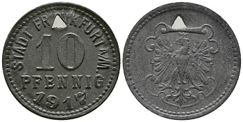 ФРАНКФУРТ 10 ПФЕННИГОВ 1917 НОТГЕЛЬД, ФРАНКФУРТ НА МАЙНЕ цинк 34-857
