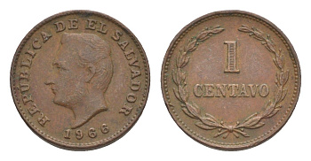 Сальвадор 1 сентаво 1966 KM 135.1 бронза 4644-219