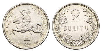 Литва 2 лита 1925 год-тип KM 77 серебро 51-642