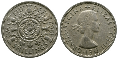 Великобритания 2 шиллинга (флорин) 1962 Елизавета II (1952-2022) KM 906, Spink 4146 медно-никель 4382-334