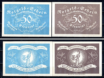 Вальденбург (Нижняя Силезия) набор из 2 нотгельдов 1921 2193-25-2-1