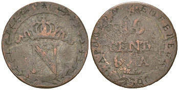 Франция 10 сантимов 1809? (1807-1810) A, Наполеон KM 676 серебро 4615-826